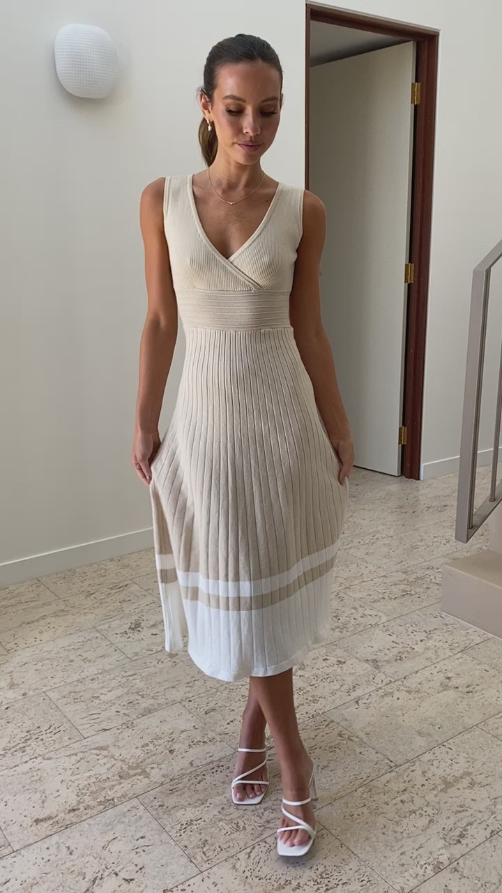 Jayde Knit Dress - Beige/White