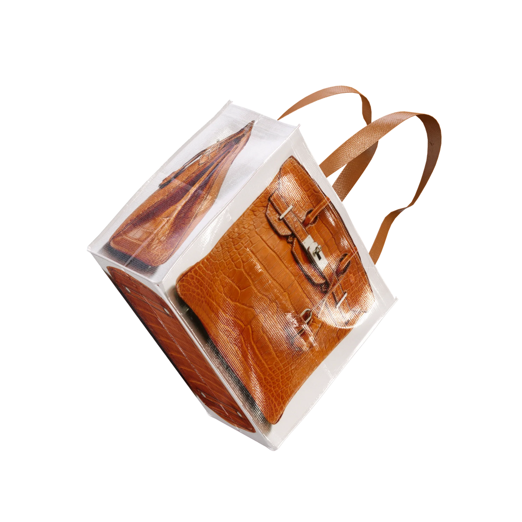 Brown creative spoof Birkin bag printed woven bag Birkin fitness leisure bag