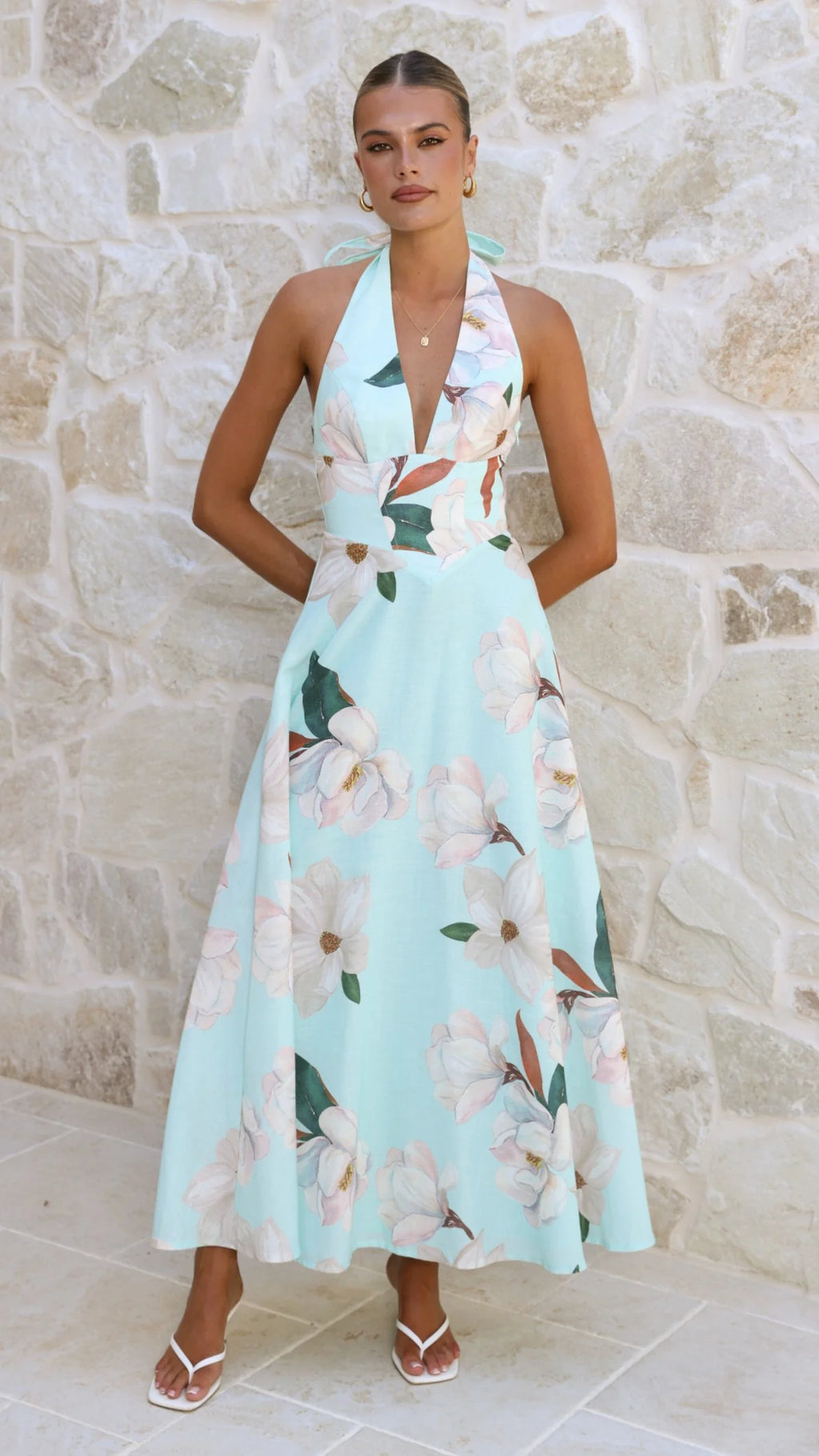 Skye Maxi Dress - Aqua/White Floral