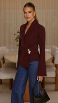 Lani Open Front Top - Burgundy
