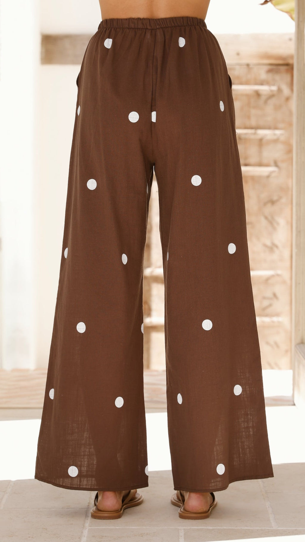 Kailani Strapless Top and Pants Set - Chocolate / White Polka Dot