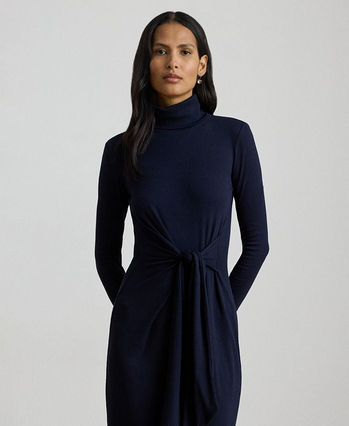 Lauren Ralph Lauren Women's Tie-Front Turtle Neck Dress