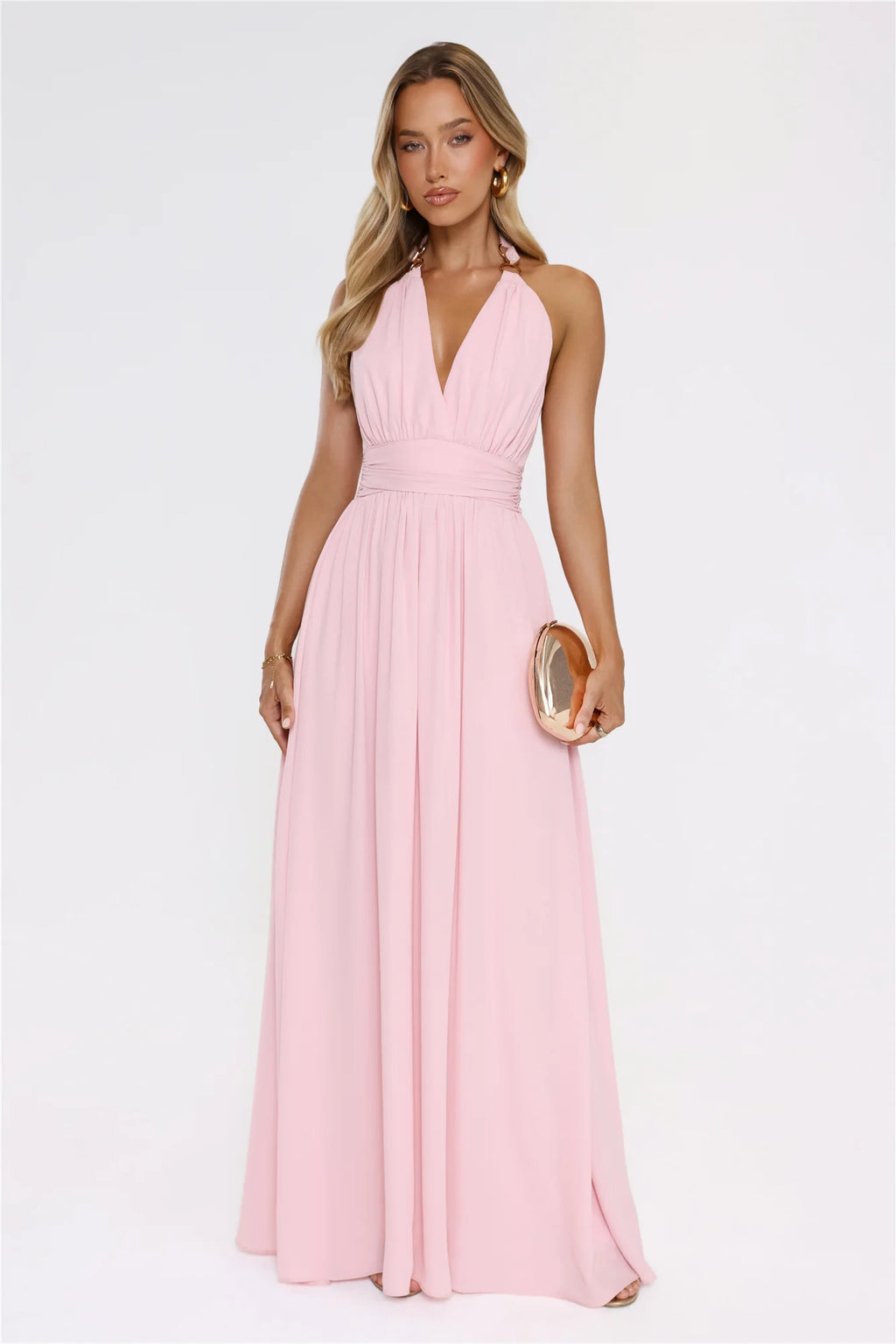 Eternal Coastline Halter Maxi Dress Pink