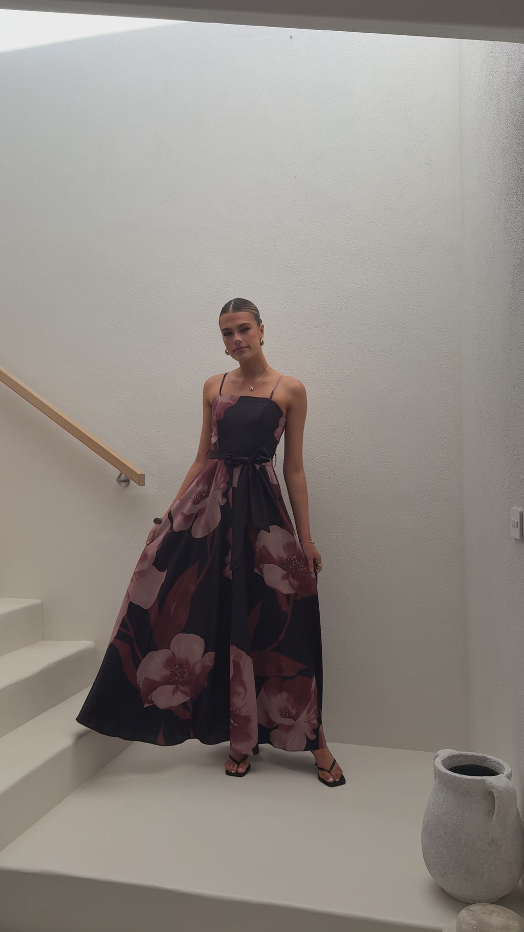 Carson Maxi Dress - Black/Wine Floral