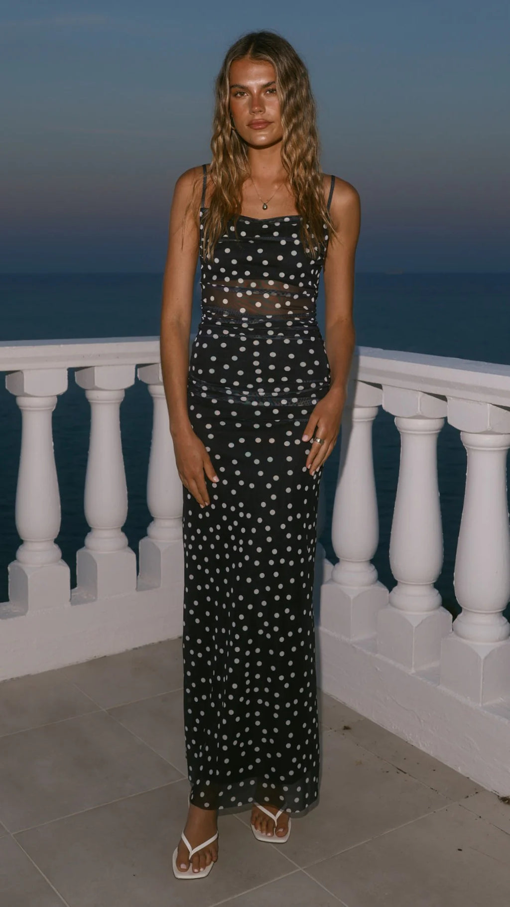 Loralei Maxi Dress - Black/White Polka Dot