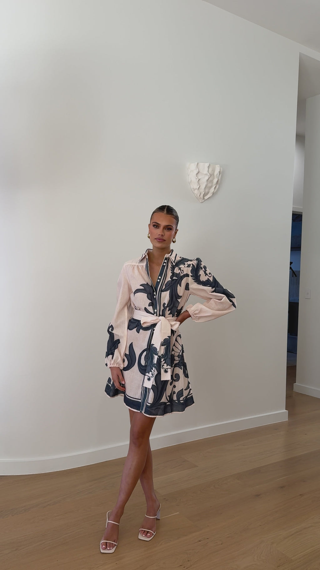 Lucia Long Sleeve Mini Dress - Cream Zayna