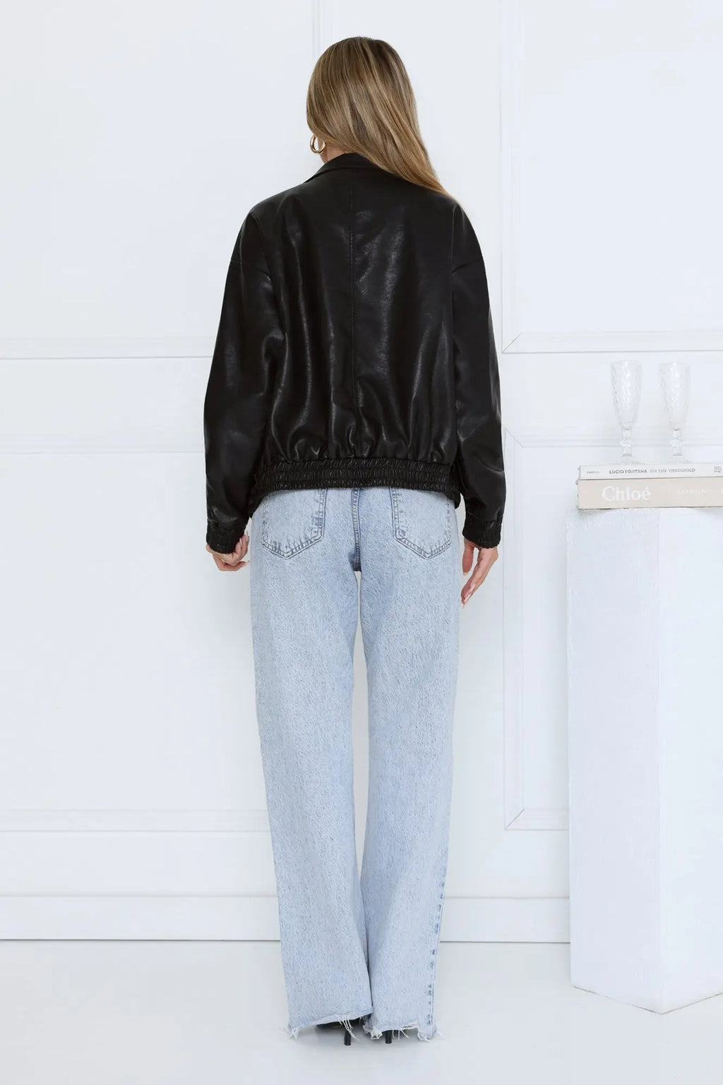 Spinning Pretty Faux Leather Jacket Black