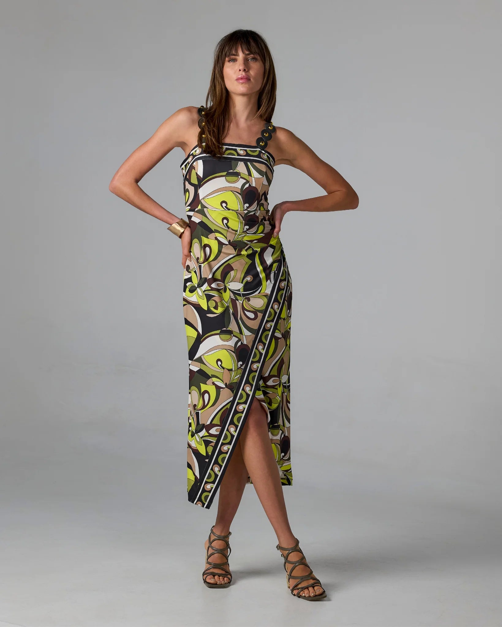 Summer Chic Abstract Print Novelty Strap Knit Dress Summer Chic Abstract