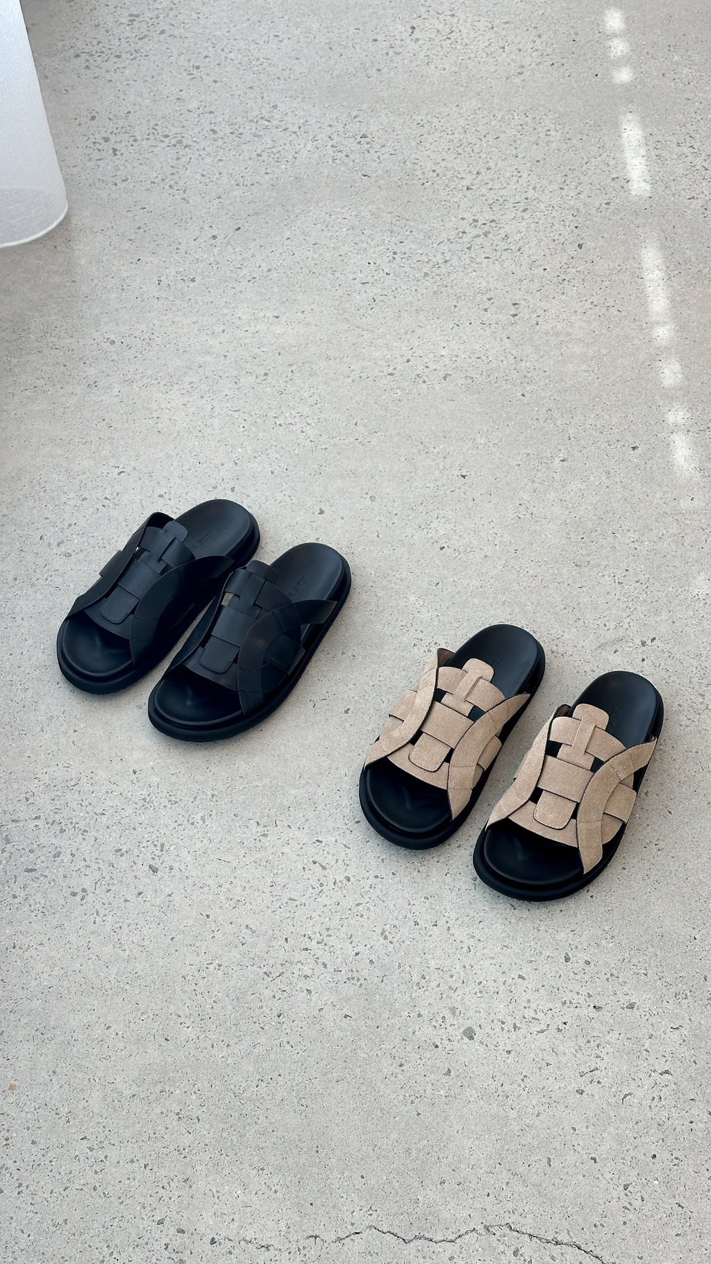 Pasquale Slides - Black leather