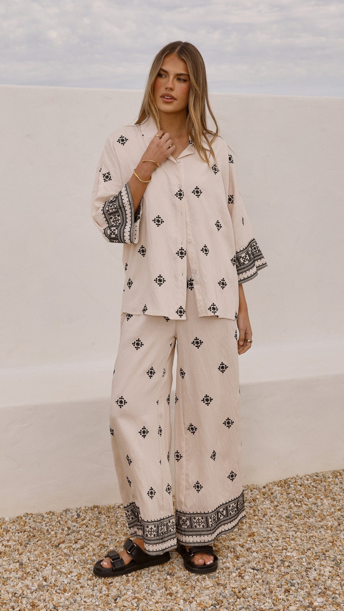 Deni Pants - Beige/Black