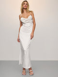 Satin Sparkle Draped Maxi Slip
