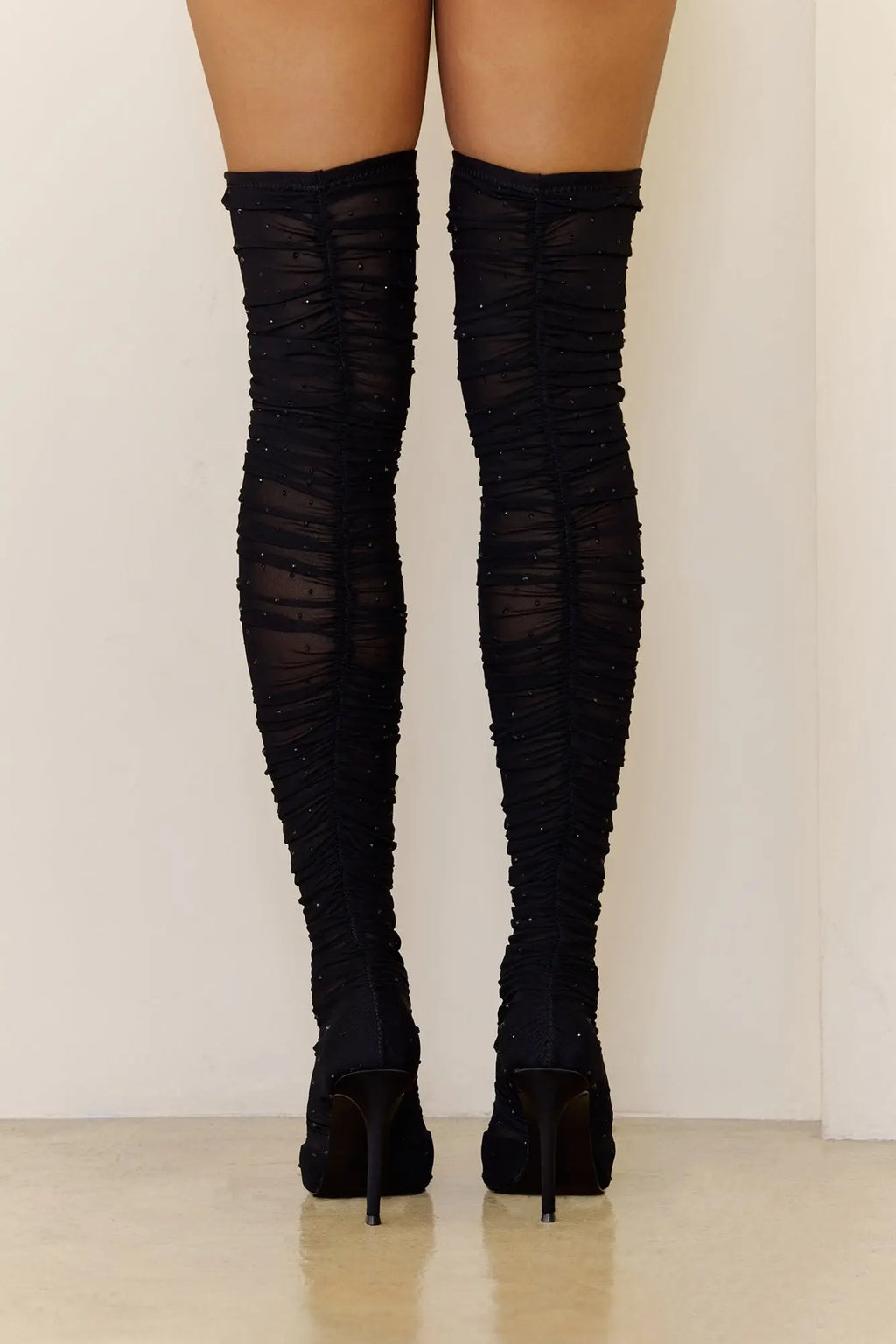 Rashida Mesh Boots Black