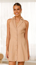 Trixie Button Down Mini Dress - Sand