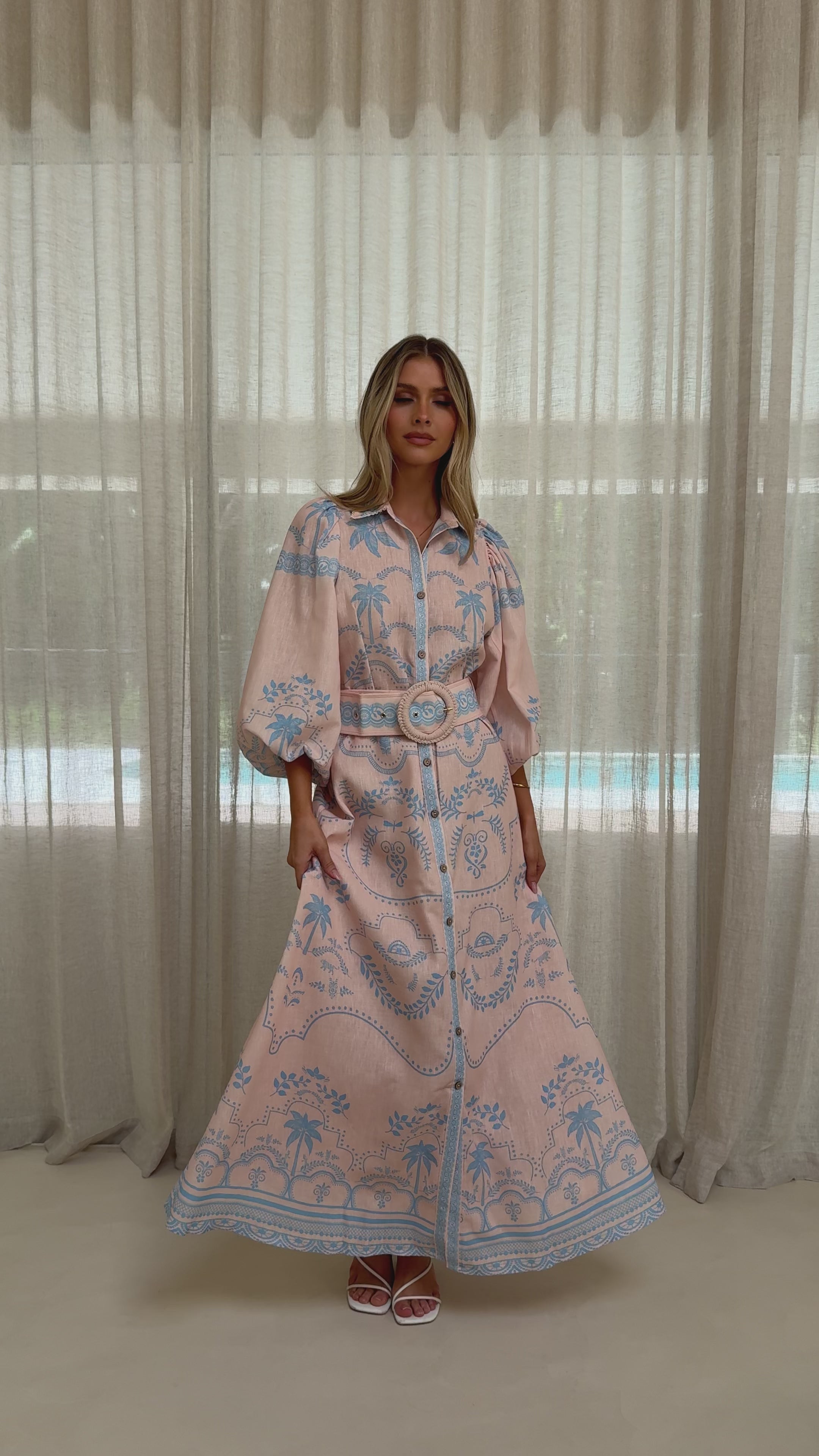Xander Long Sleeve Maxi Dress - Blue
