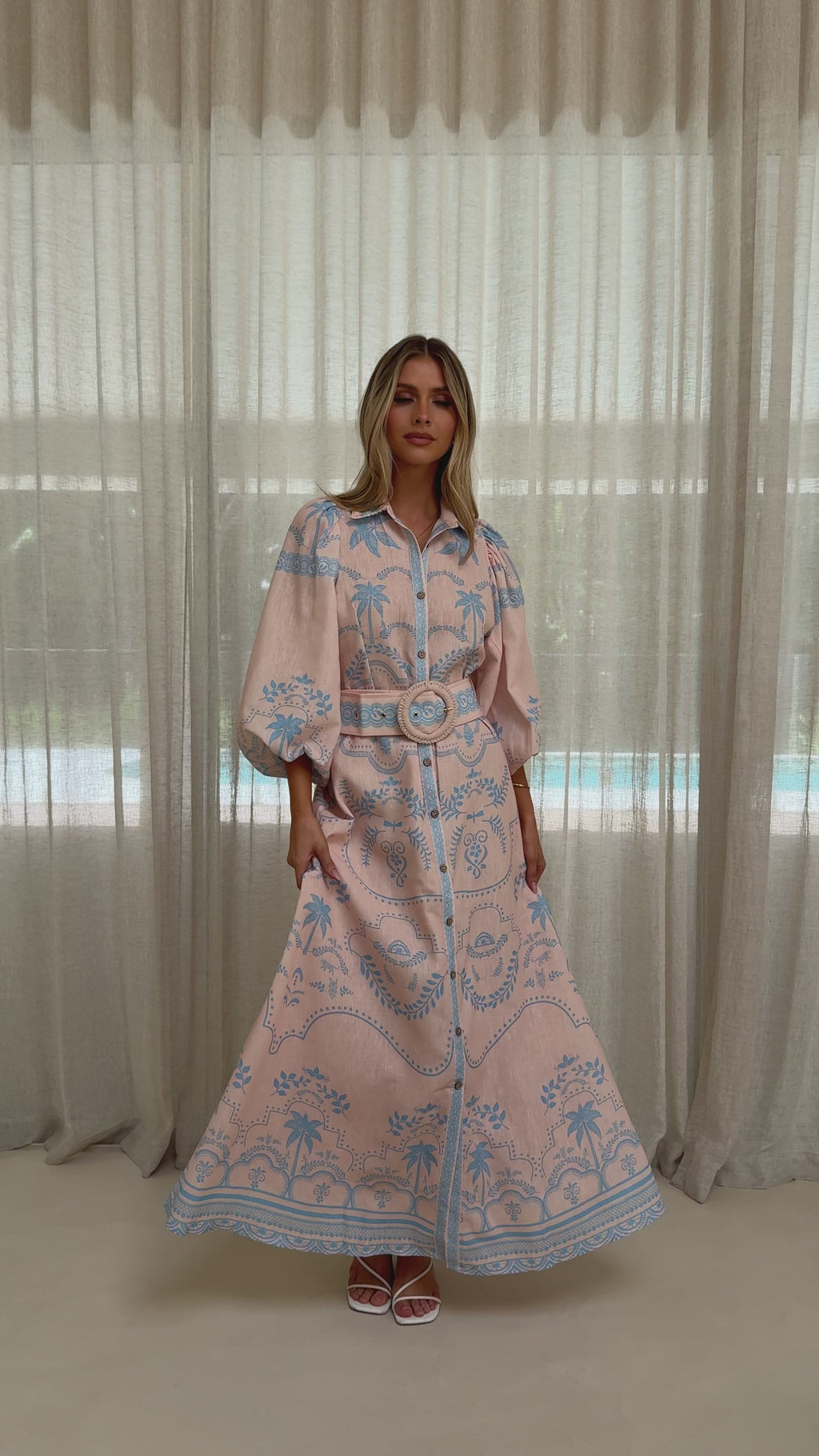 Xander Long Sleeve Maxi Dress - Blue