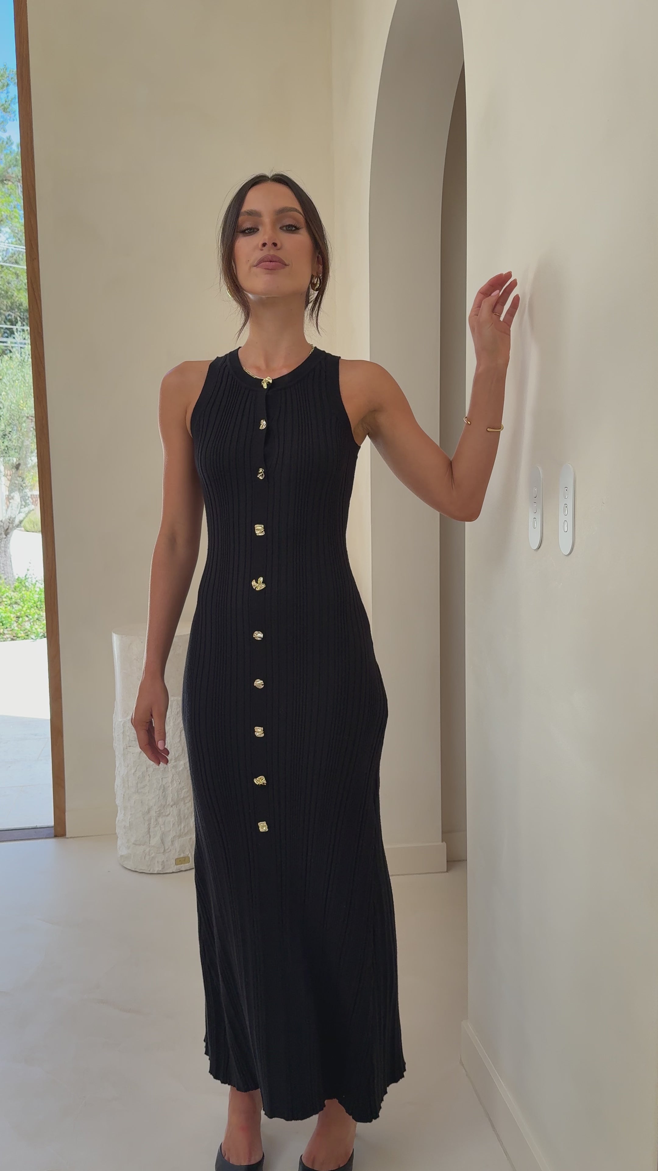 Aylah Knit Midi Dress - Black
