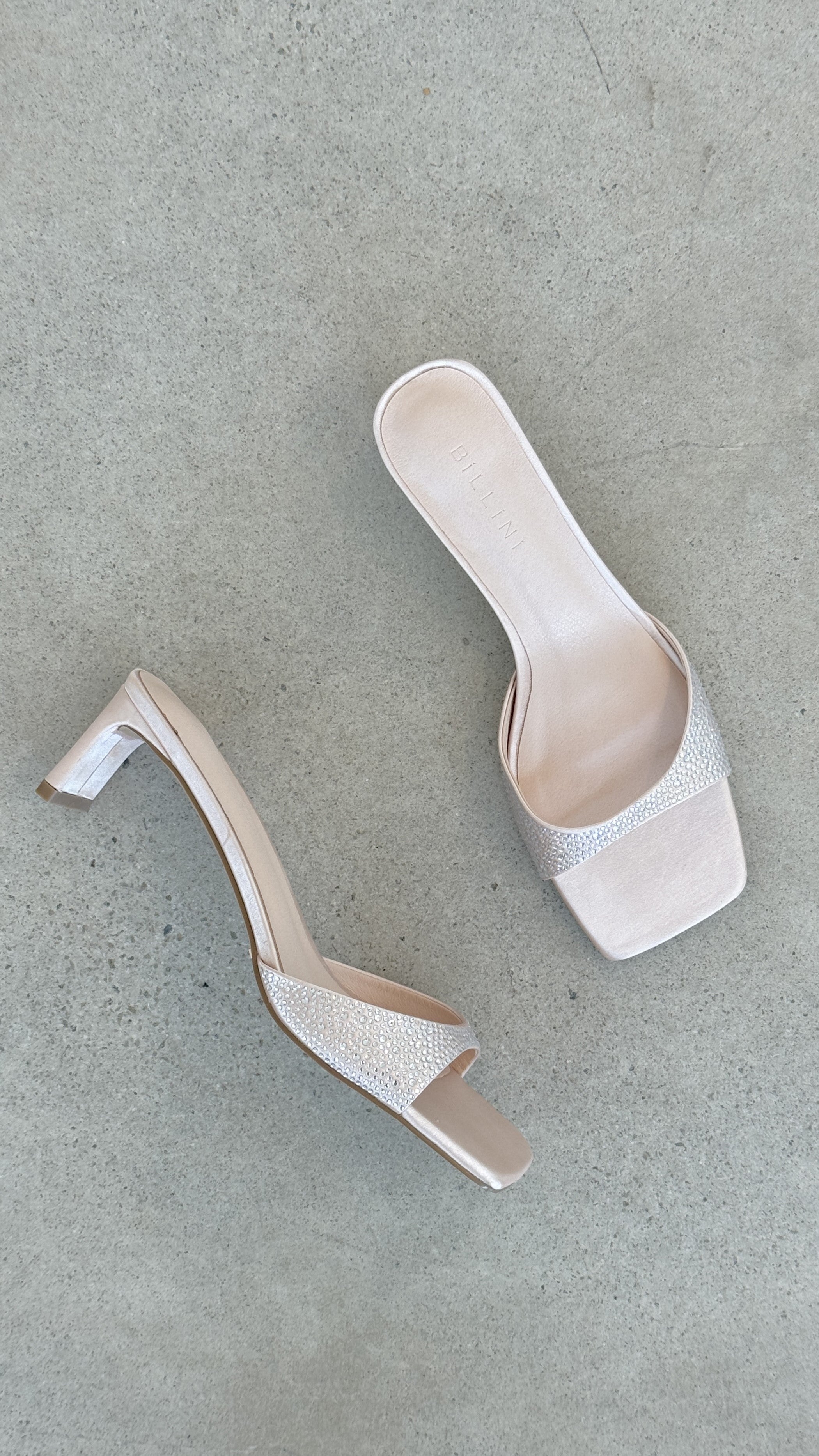 Yiri Heels - Champagne Satin Diamante