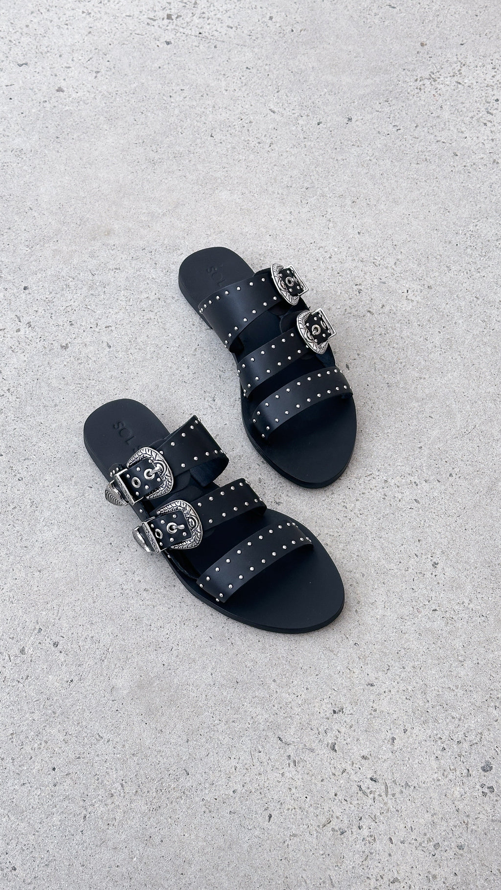 Sol Sana Eastwood Stud Slide - Black / Silver