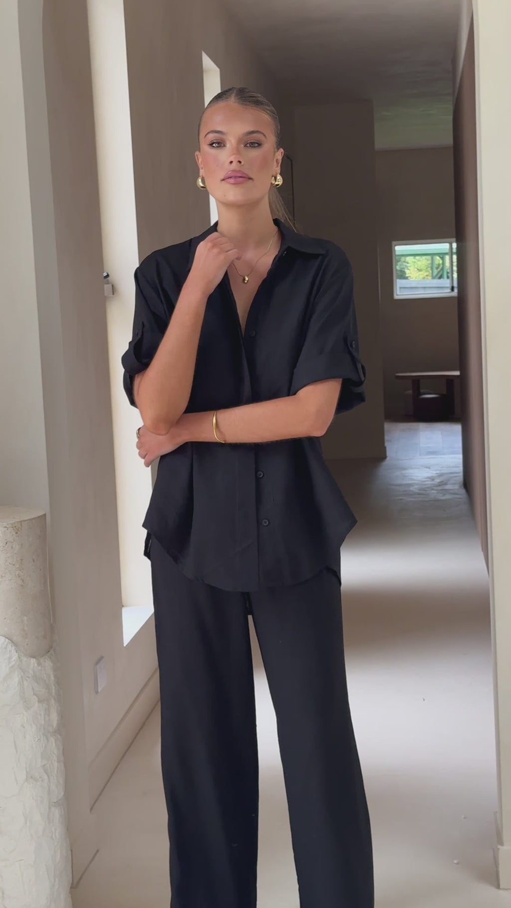 Vallerie Button Up Shirt - Black