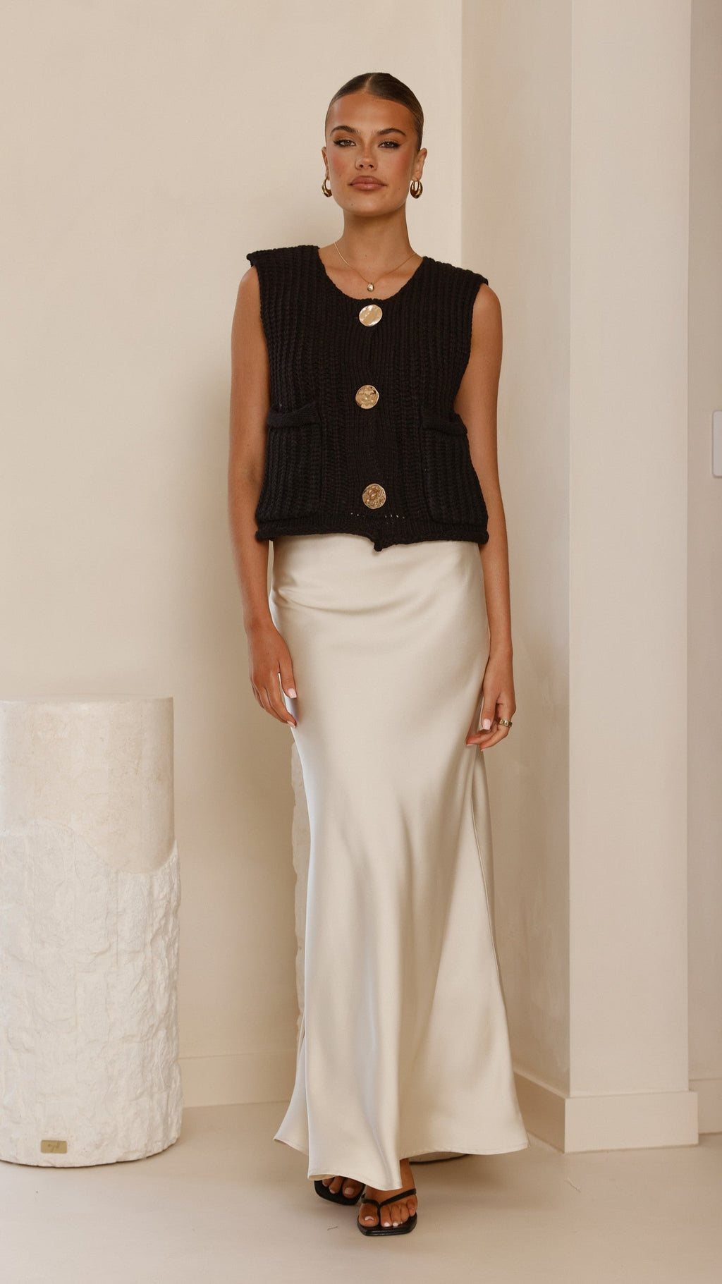 Darina Bias Cut Maxi Skirt - Champagne