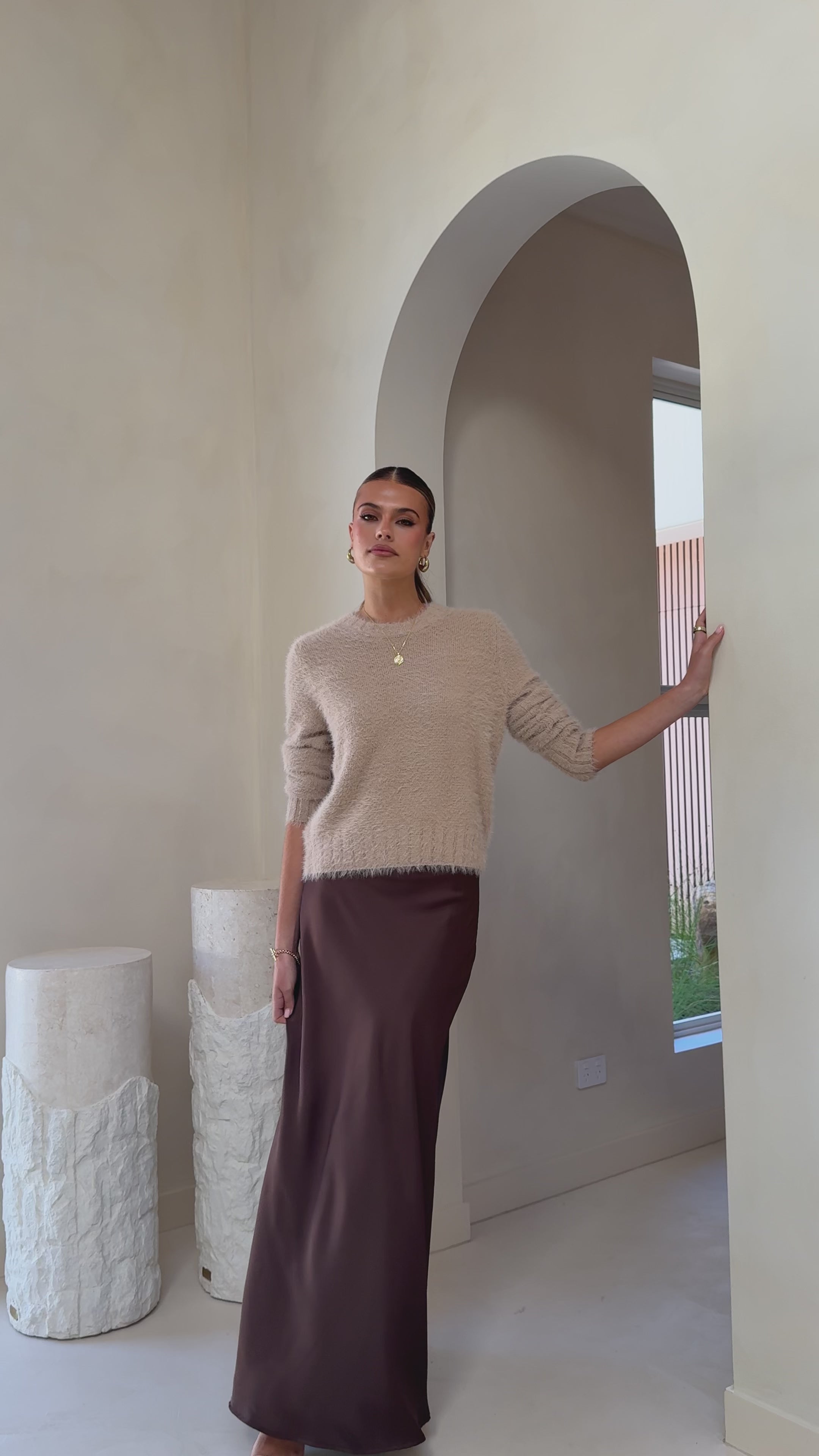 Darina Bias Cut Maxi Skirt - Chocolate