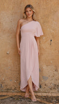 Emma One Sleeve Maxi Dress - Dusty Pink