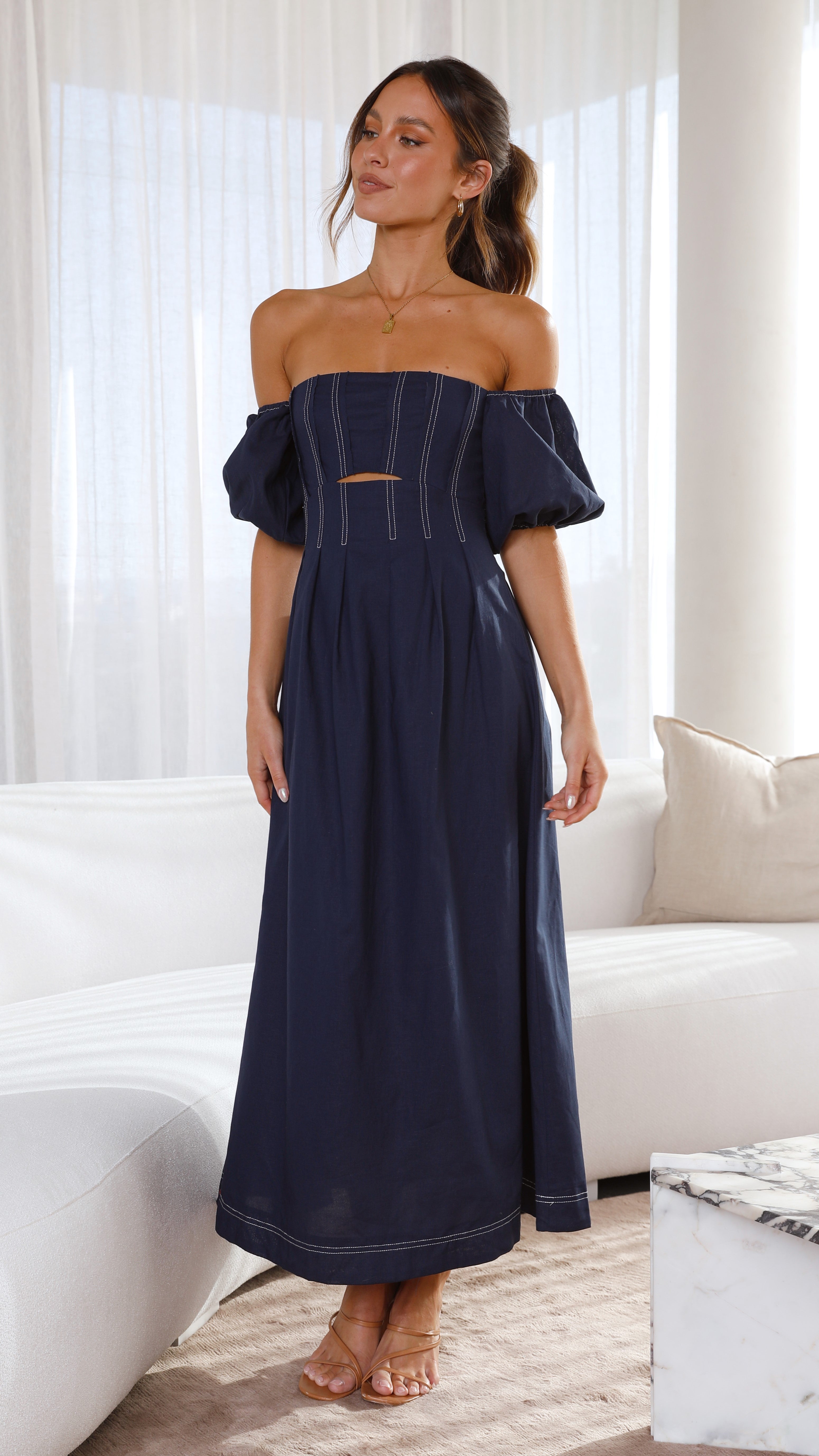 Claira Midi Dress - Navy