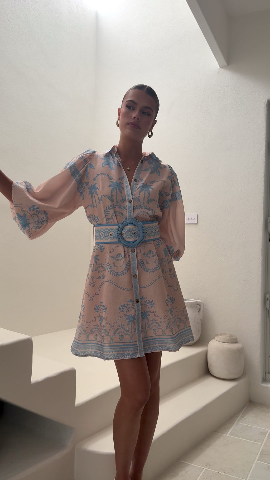 Xander Long Sleeve Mini Dress - Blue