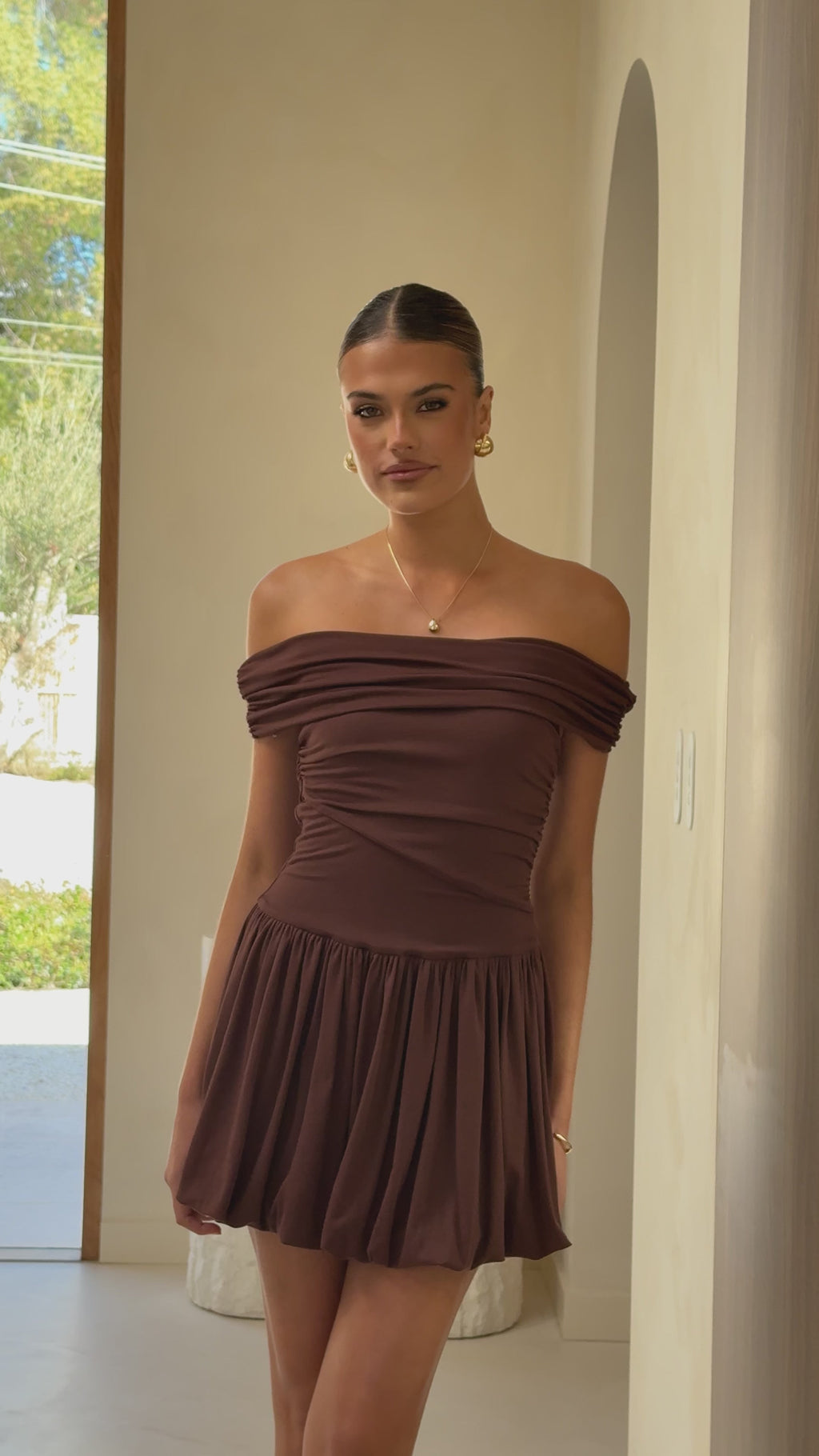 Manalla Mini Dress - Brown