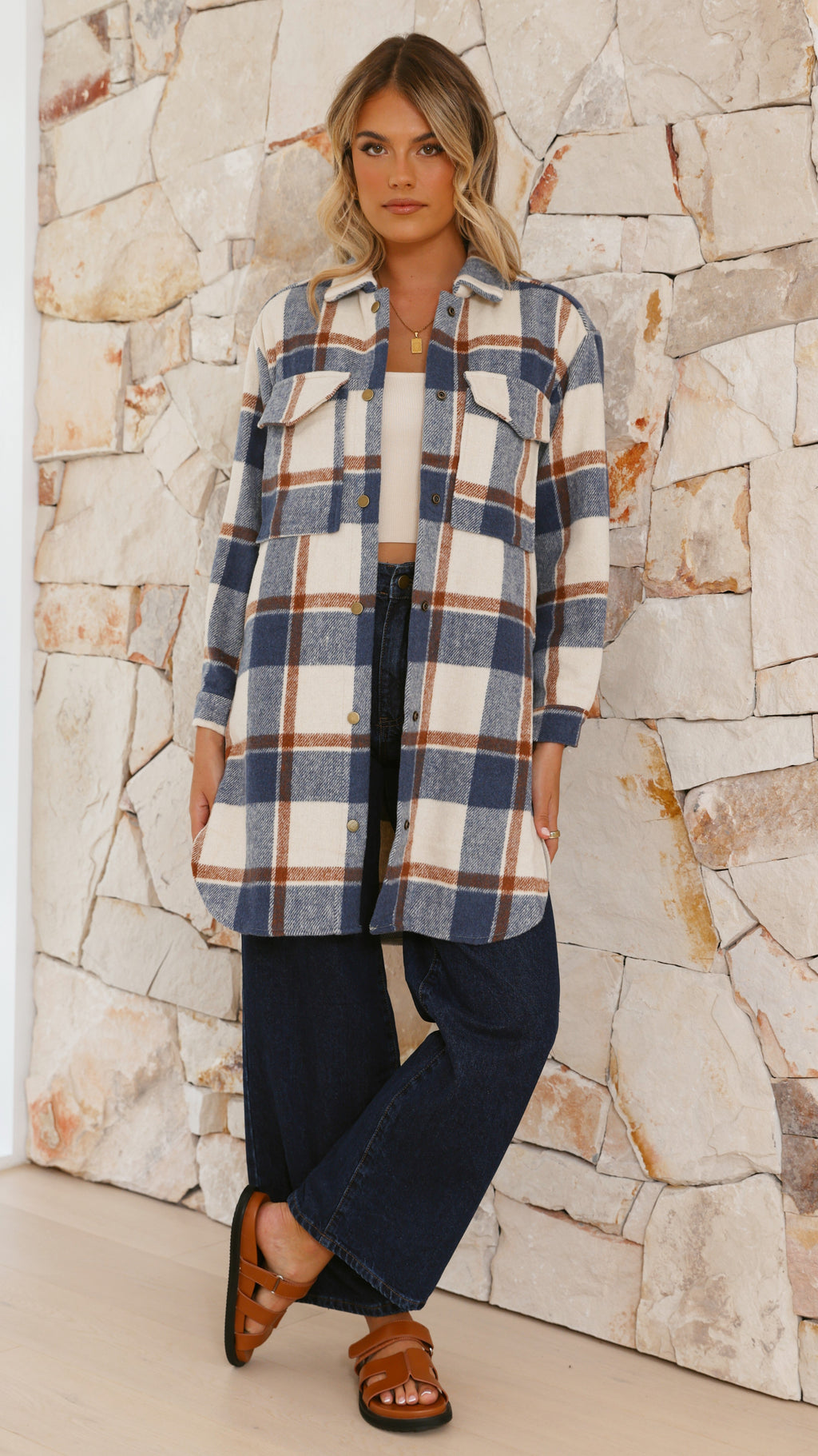 Saskia Jacket - Navy/Cream Check