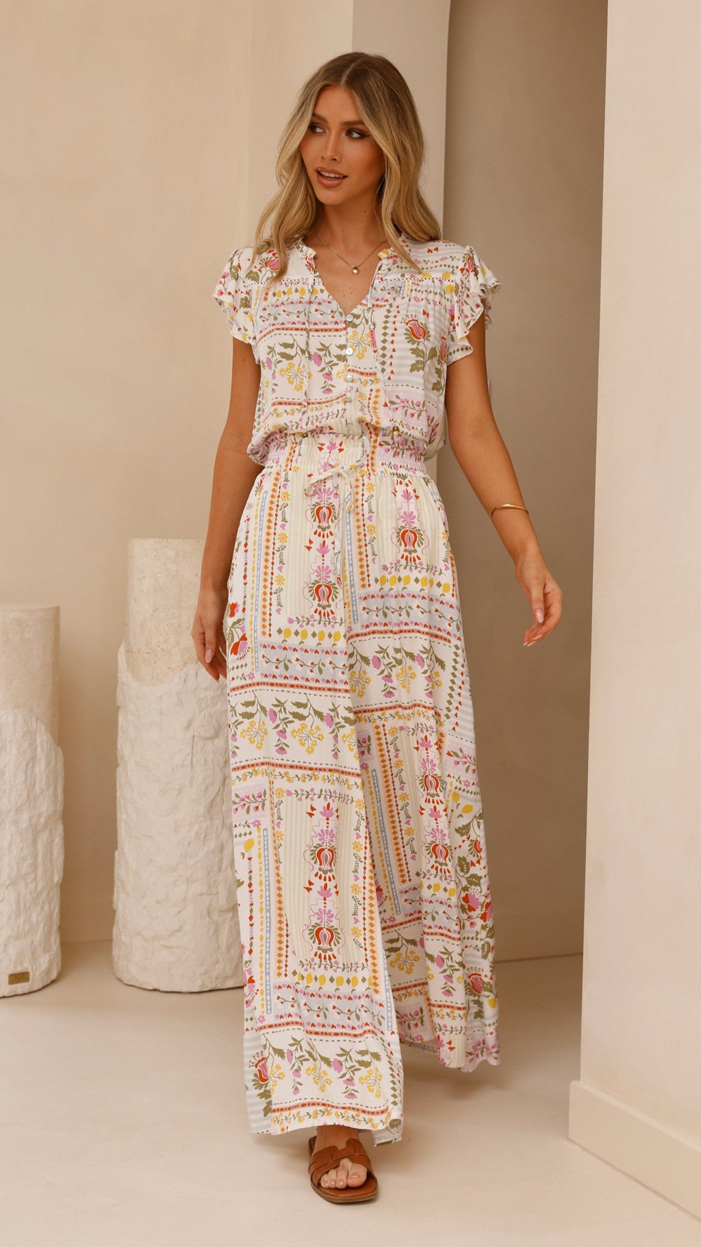 Avery Wide Leg Pants - Leah Print