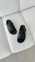 Pasquale Slides - Black leather
