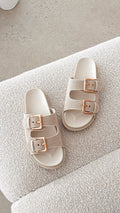 Tenzin Slides - Cream Linen