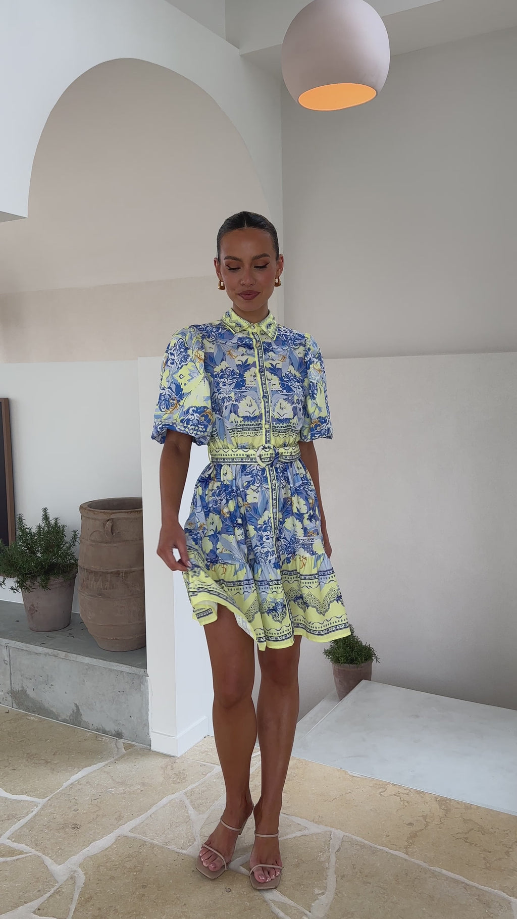Kalliope Mini Dress - Blue/Yellow