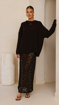 Harlene Lace Maxi Skirt - Black