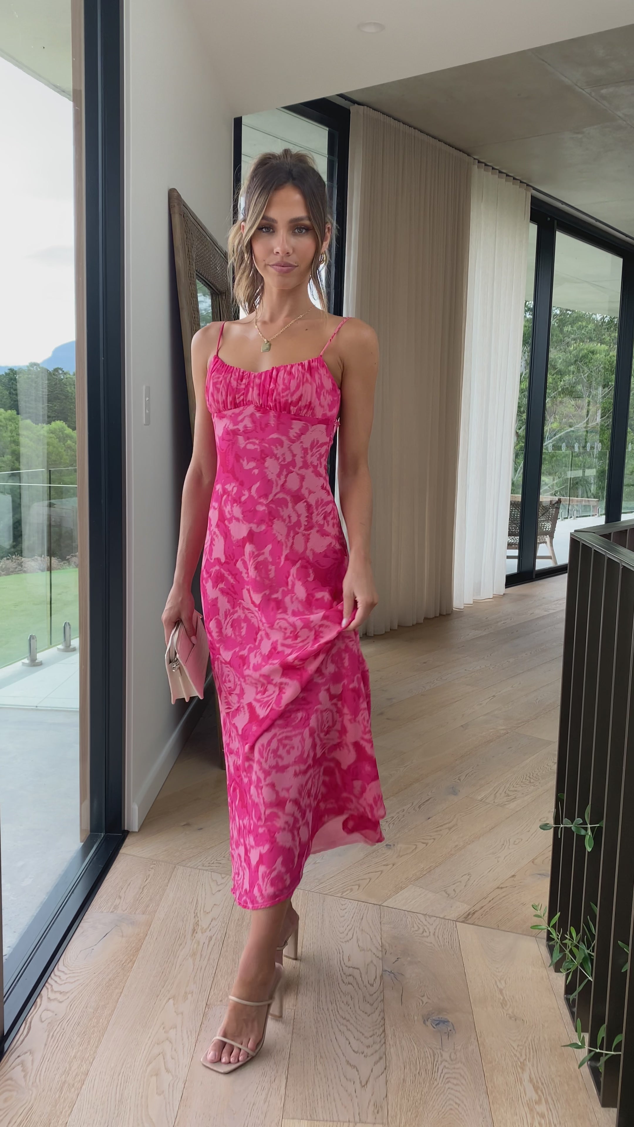 Margie Midi Dress - Pink Floral