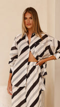 Torrey Button Up Long Sleeve Shirt - Black/Cream