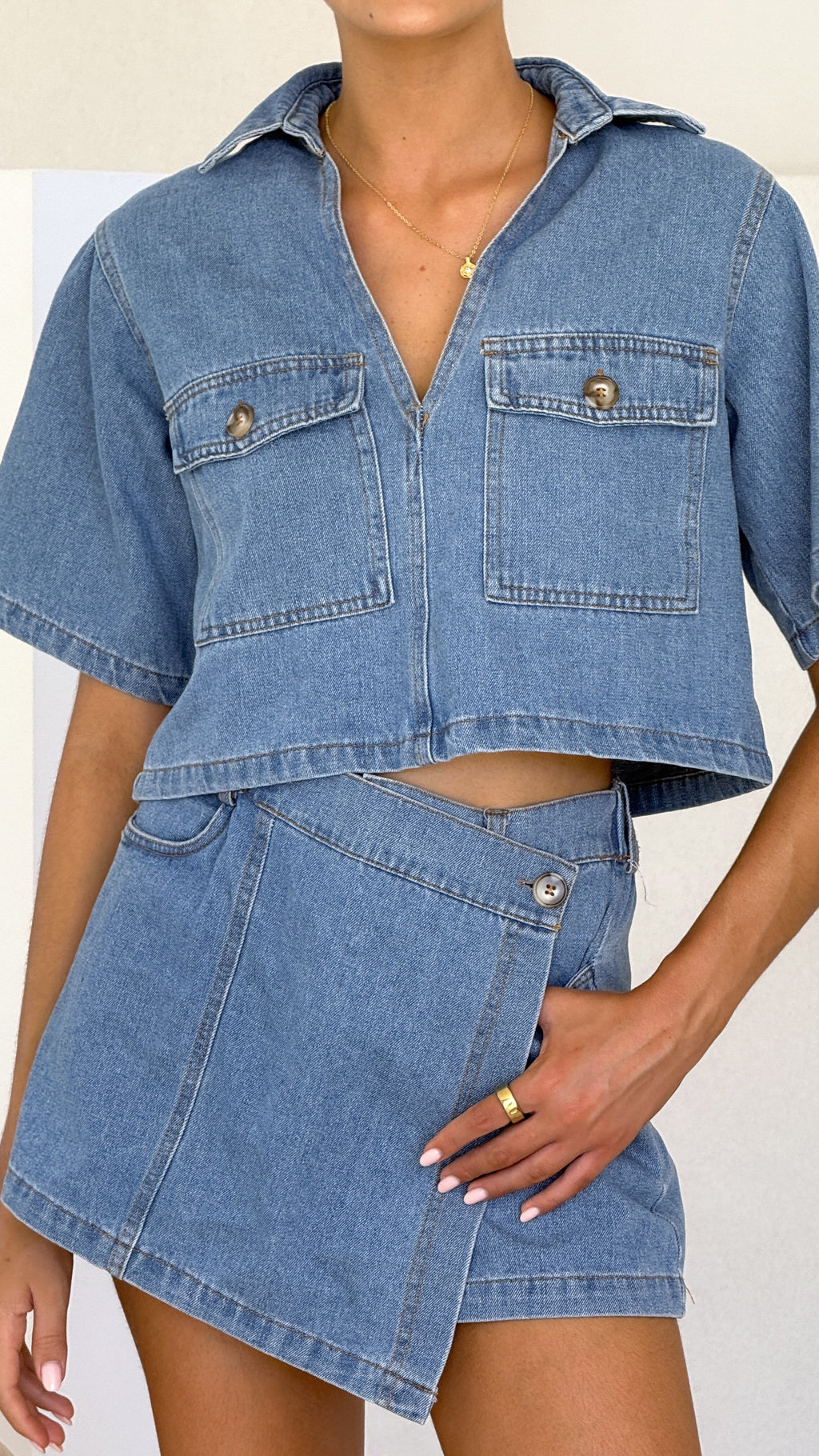 Olivia Top and Skort Set - Light Denim