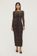 Polka Dot Mesh Maxi Dress