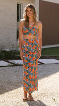 Nova Maxi Skirt - Orange Print