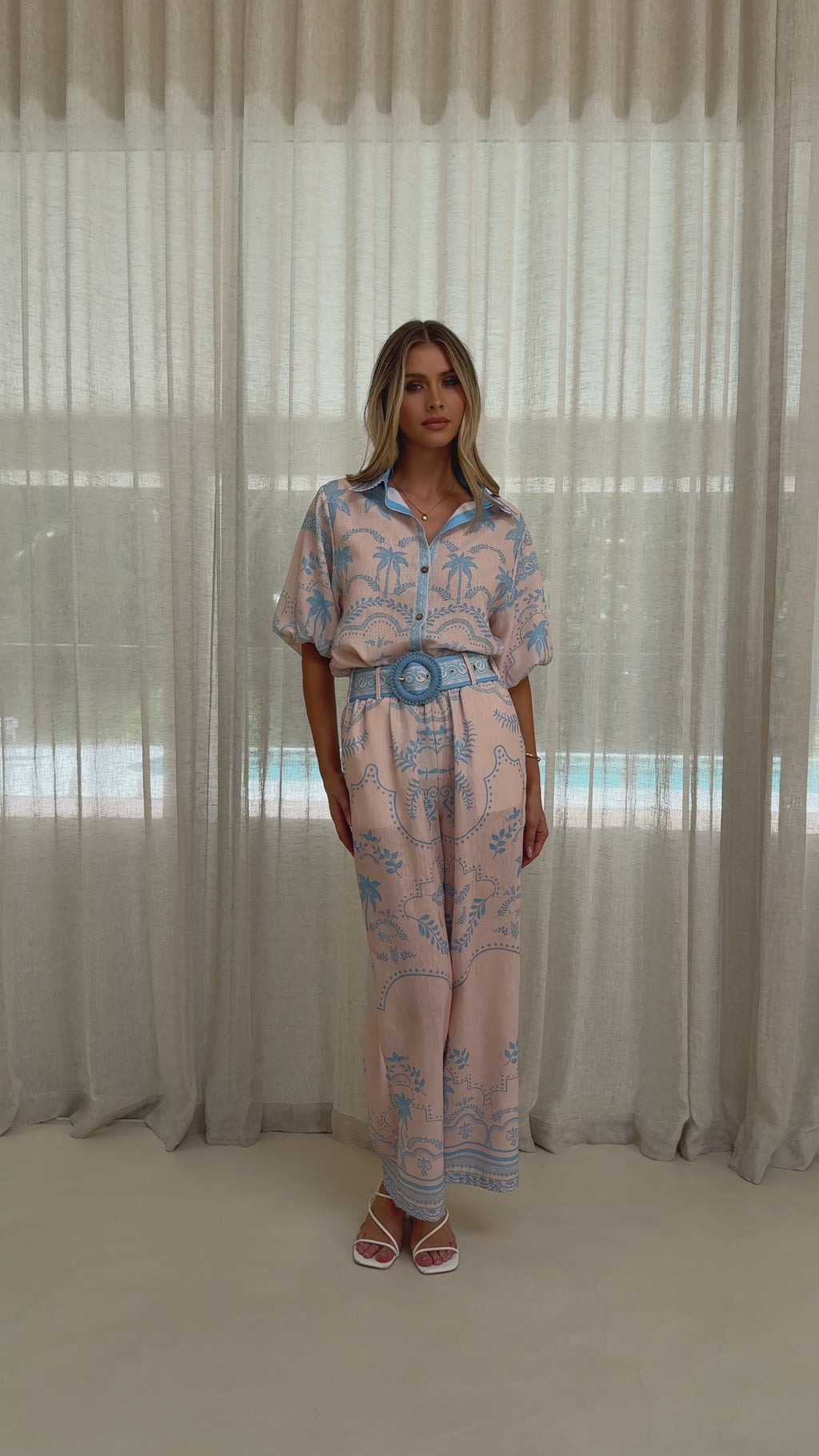 Xander Wide Leg Pants - Blue