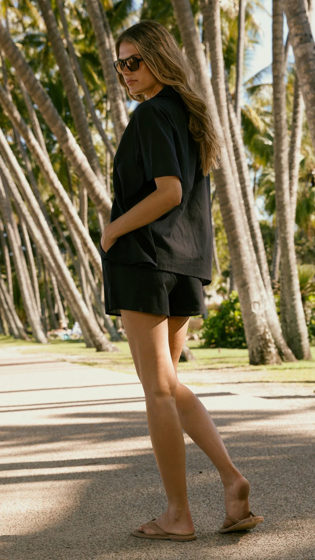 Nadine Shirt and Shorts Set - Black