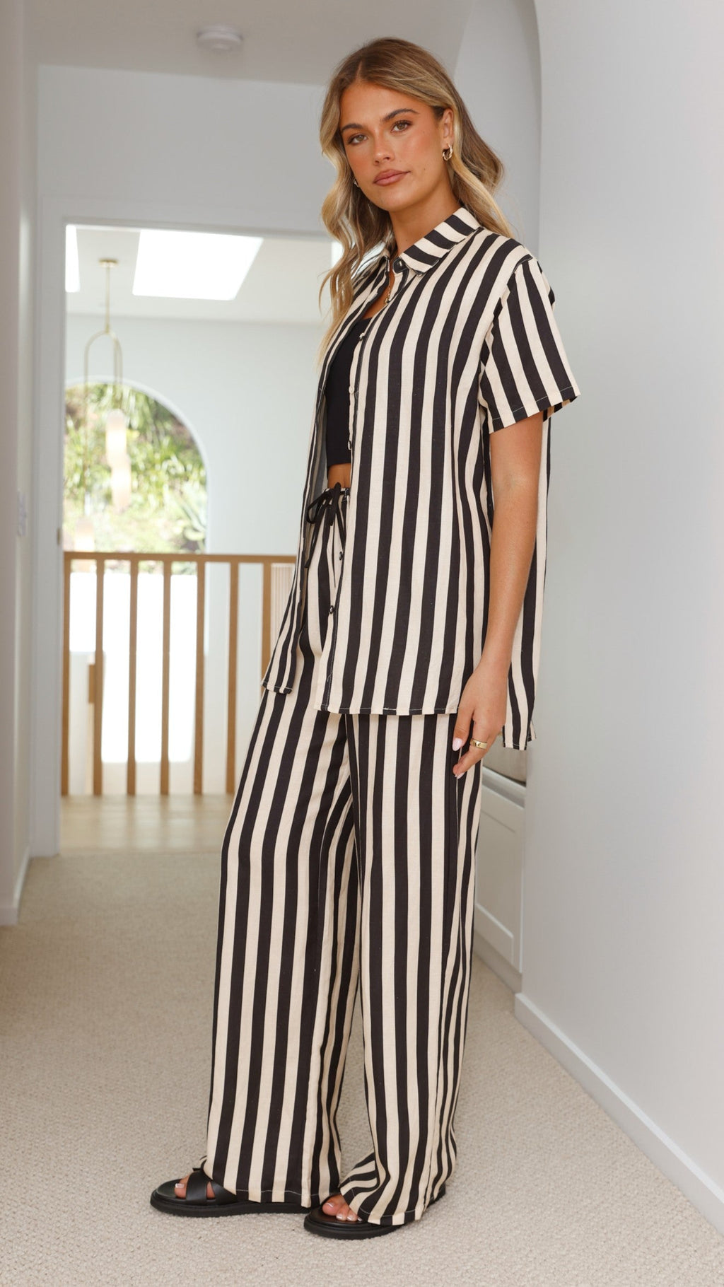 Essie Shirt - Black/Beige Stripe