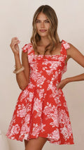Haisley Mini Dress - Red Floral
