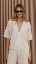 Hartley Tie Shirt - Beige / White