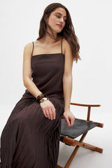 Sheer Plisse Skirt Slip Dress