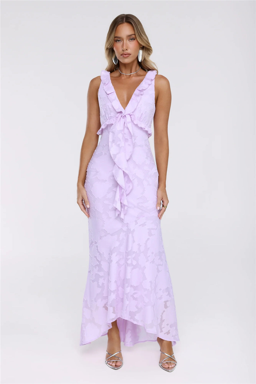 Shimmer Petal Maxi Dress Lilac