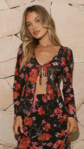 Brianna Open Tie Top - Dark Floral