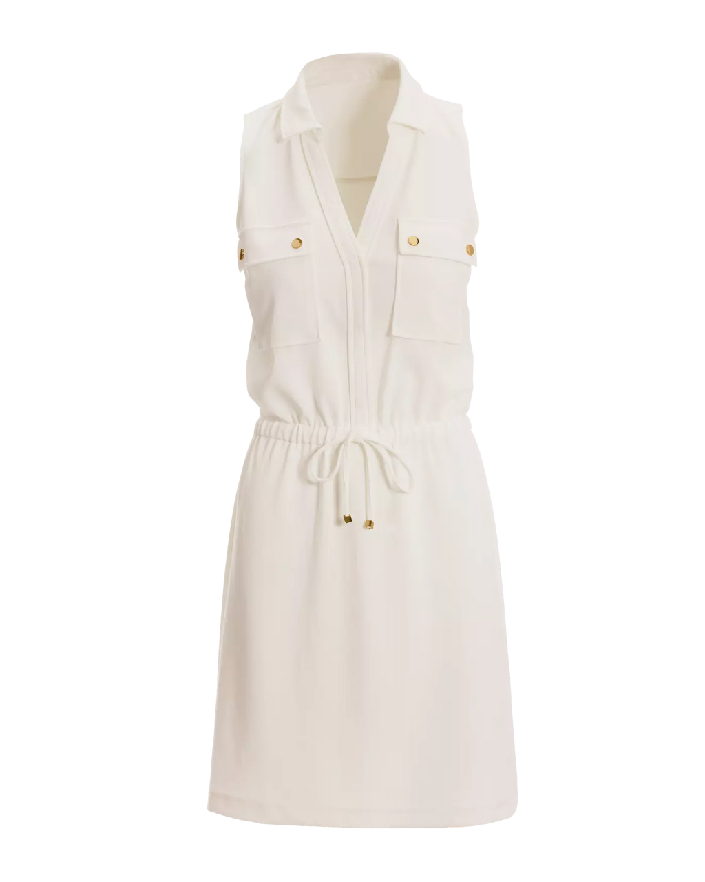 Beyond Travel Chic Drawstring Utility Dress Ivory Coast