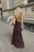 Sheer Plisse Skirt Slip Dress